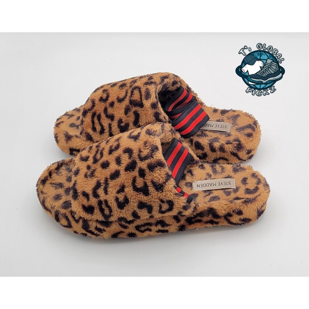 Steve Madden Women’s Fuzzy Leopard Slides size 8